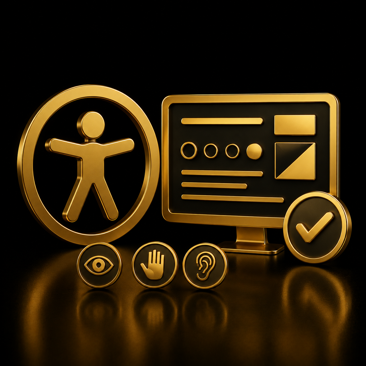 Simbolo universale di accessibilità e icone di conformità per sito accessibile a norma — Accessibilità a Norma by Dalpralab