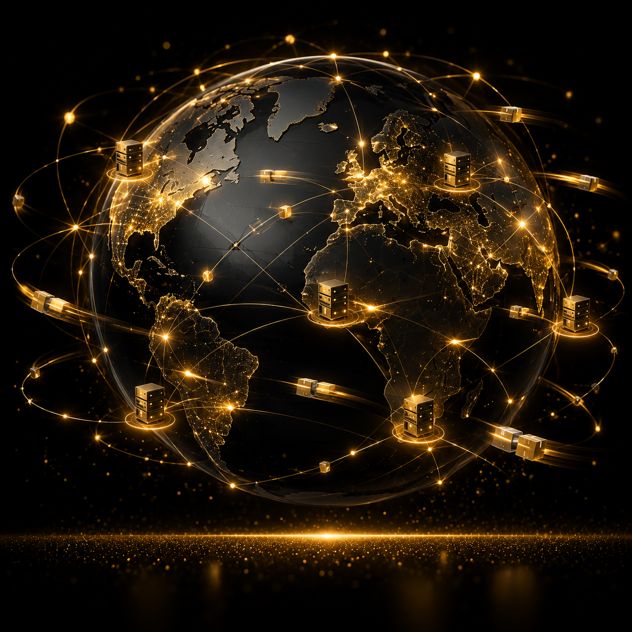 Configurazione CDN con rete globale di nodi dorati — Rete Globale CDN by Dalpralab