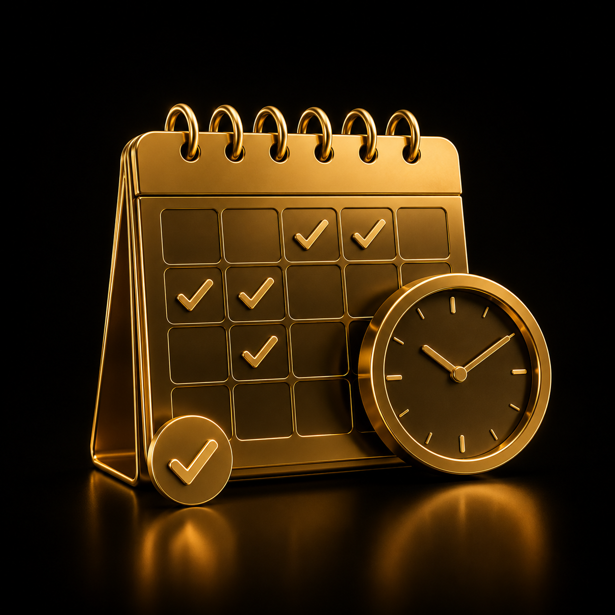Sistema prenotazioni online - calendario 3D oro con orologio e appuntamenti, Dal Pra Lab