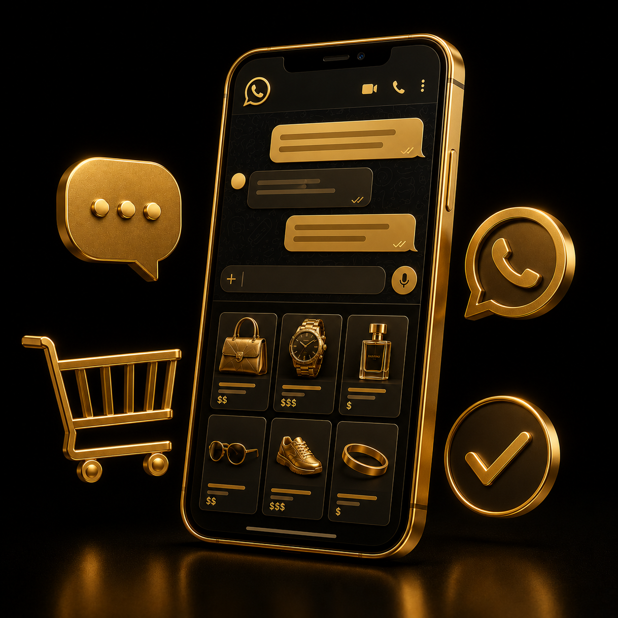 Smartphone con chat WhatsApp Business e catalogo prodotti — WhatsApp Business e Catalogo by Dalpralab