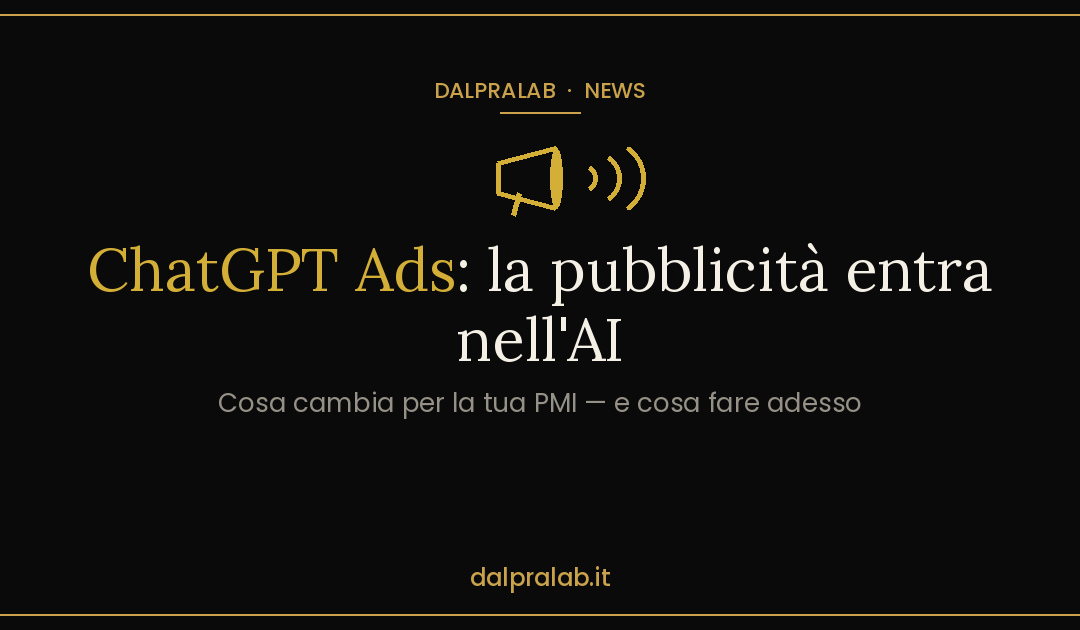 ChatGPT Ads: la pubblicità entra nelle risposte AI. Cosa cambia (2026)