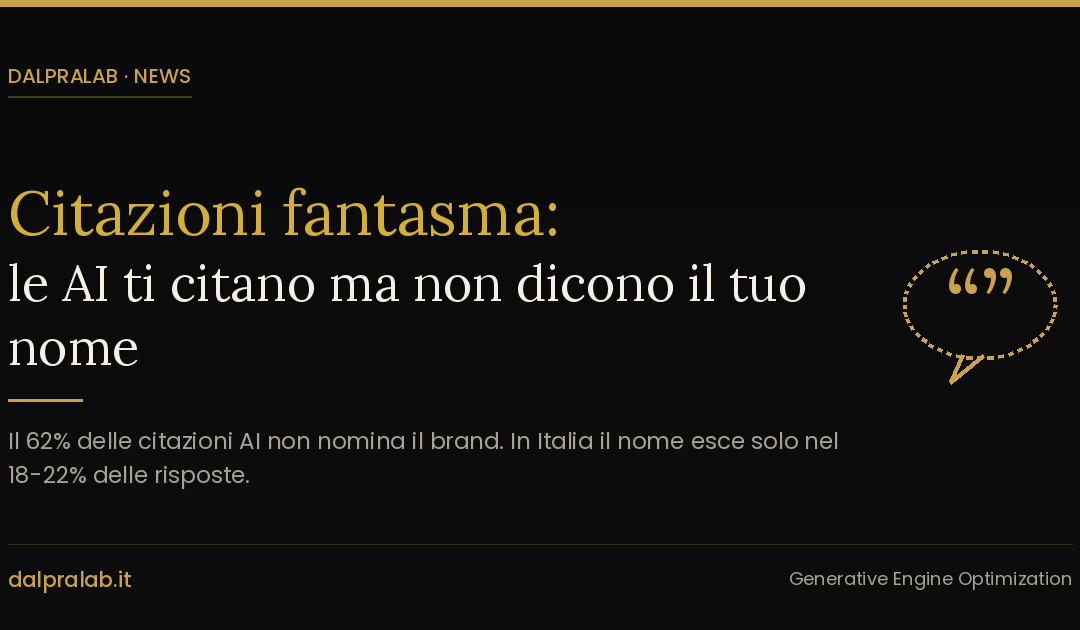 Citazioni fantasma: le AI ti citano ma non dicono il tuo nome (dati 2026)