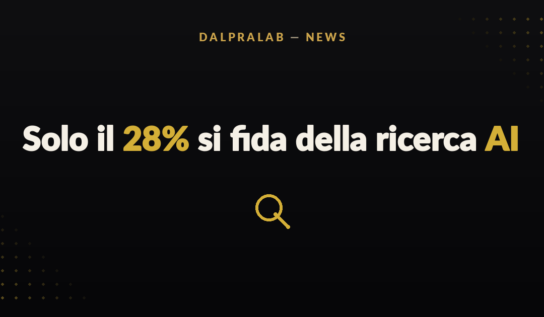 Solo il 28% si fida della ricerca AI: perché per la tua azienda è un’occasione (dati 2026)