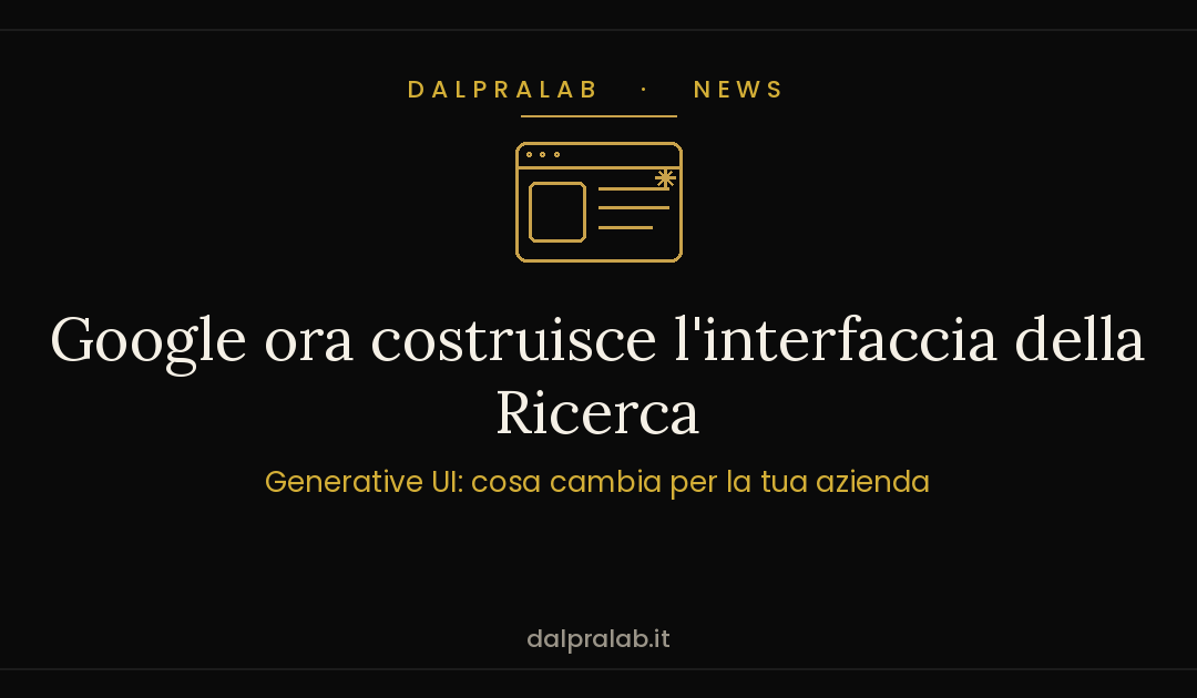 Generative UI di Google: la Ricerca ora costruisce l’interfaccia. Cosa cambia (2026)
