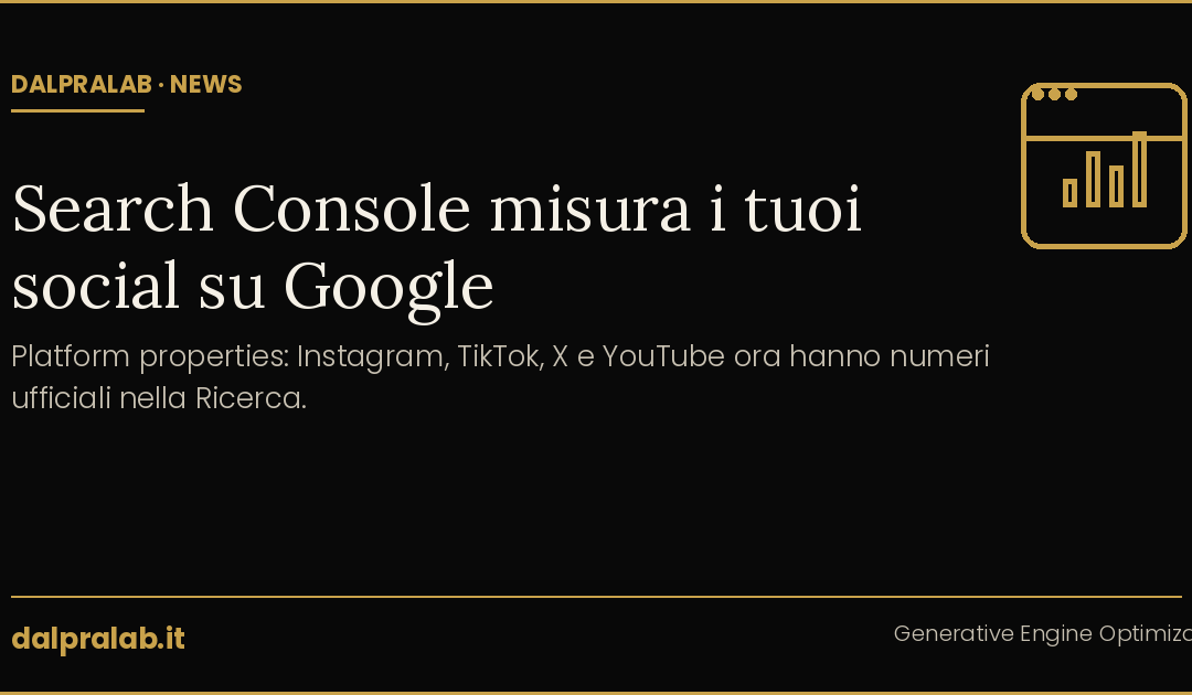 Search Console per i social: Google ti mostra come rendono Instagram, TikTok, X e YouTube (2026)