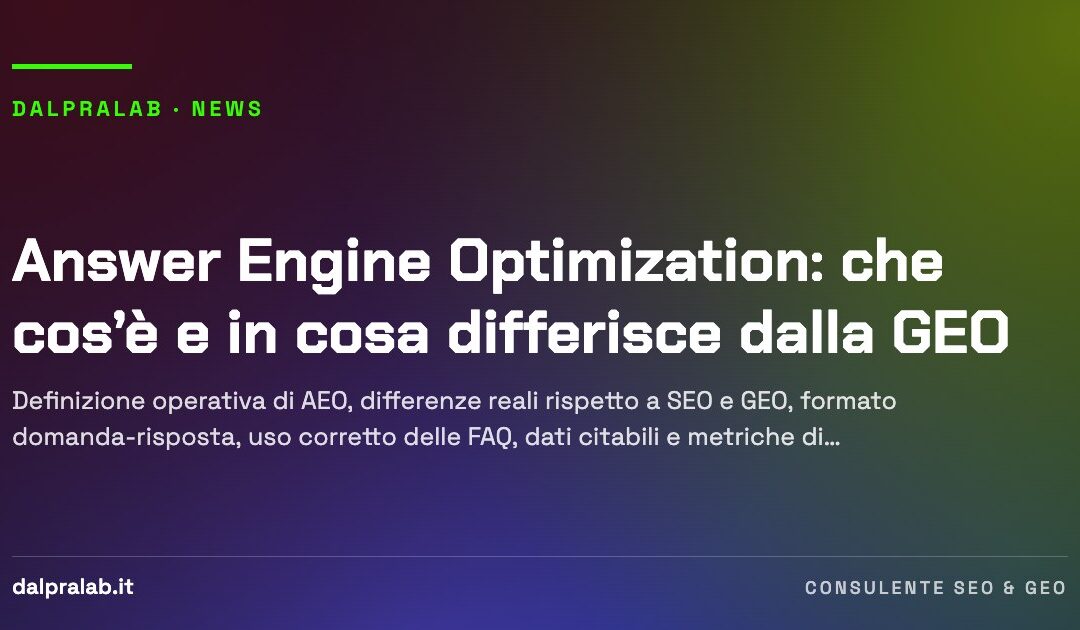 Answer Engine Optimization: che cos’è e in cosa differisce dalla GEO