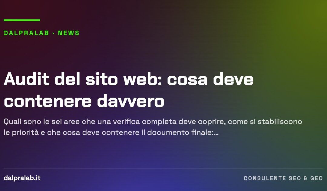 Audit del sito web: cosa deve contenere davvero