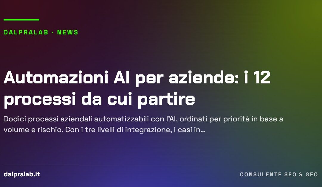 Automazioni AI per aziende: i 12 processi da cui partire