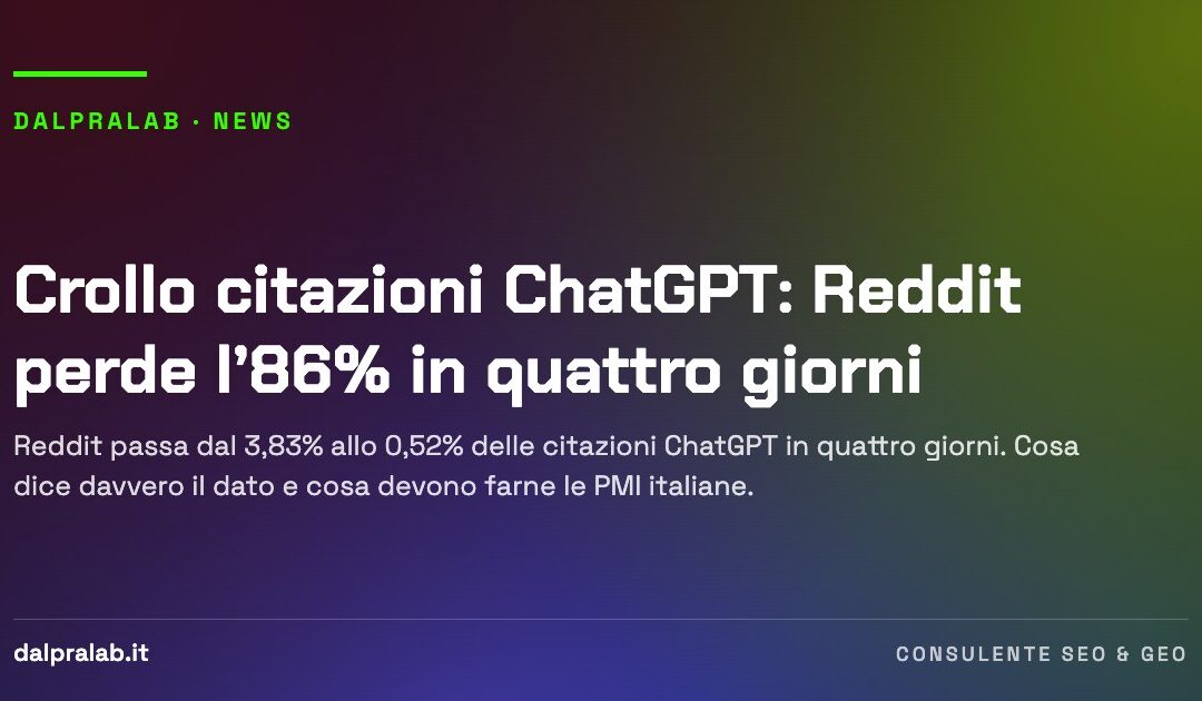 Crollo citazioni ChatGPT: Reddit perde l’86% in quattro giorni