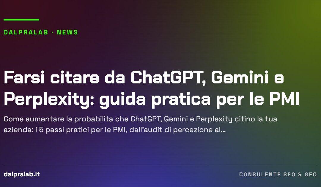 Farsi citare da ChatGPT, Gemini e Perplexity: guida pratica per le PMI