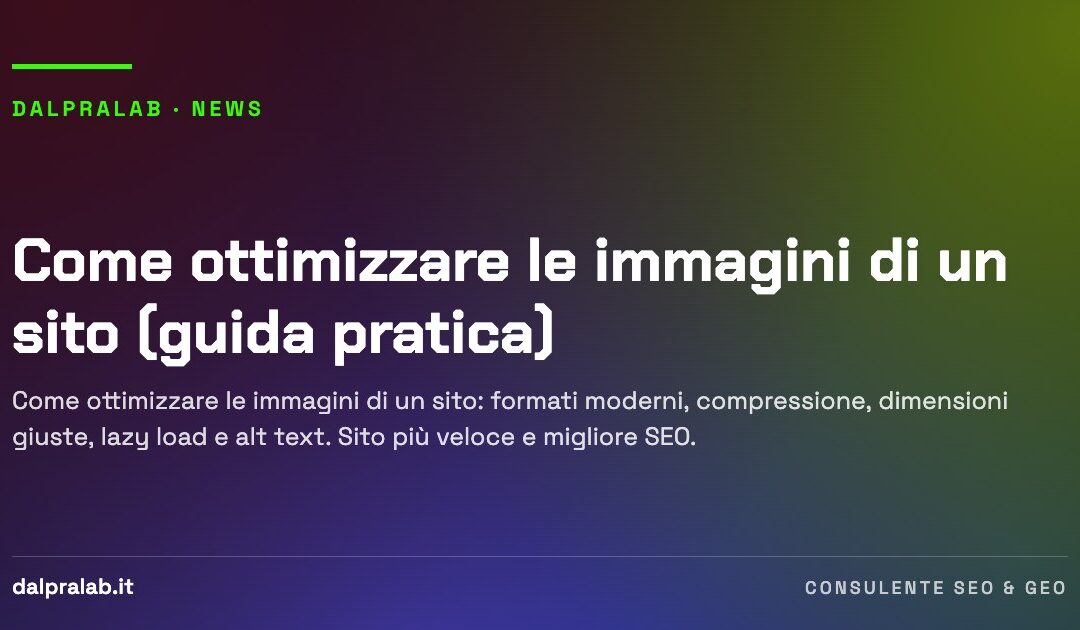 Come ottimizzare le immagini di un sito (guida pratica)