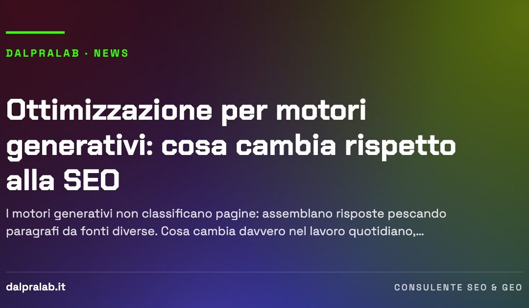 Ottimizzazione per motori generativi: cosa cambia rispetto alla SEO