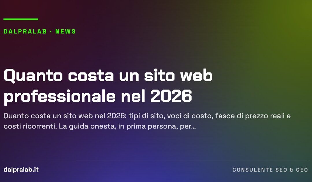 Quanto costa un sito web professionale nel 2026