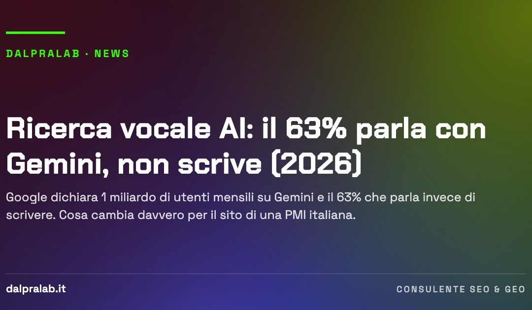 Ricerca vocale AI: il 63% parla con Gemini, non scrive (2026)