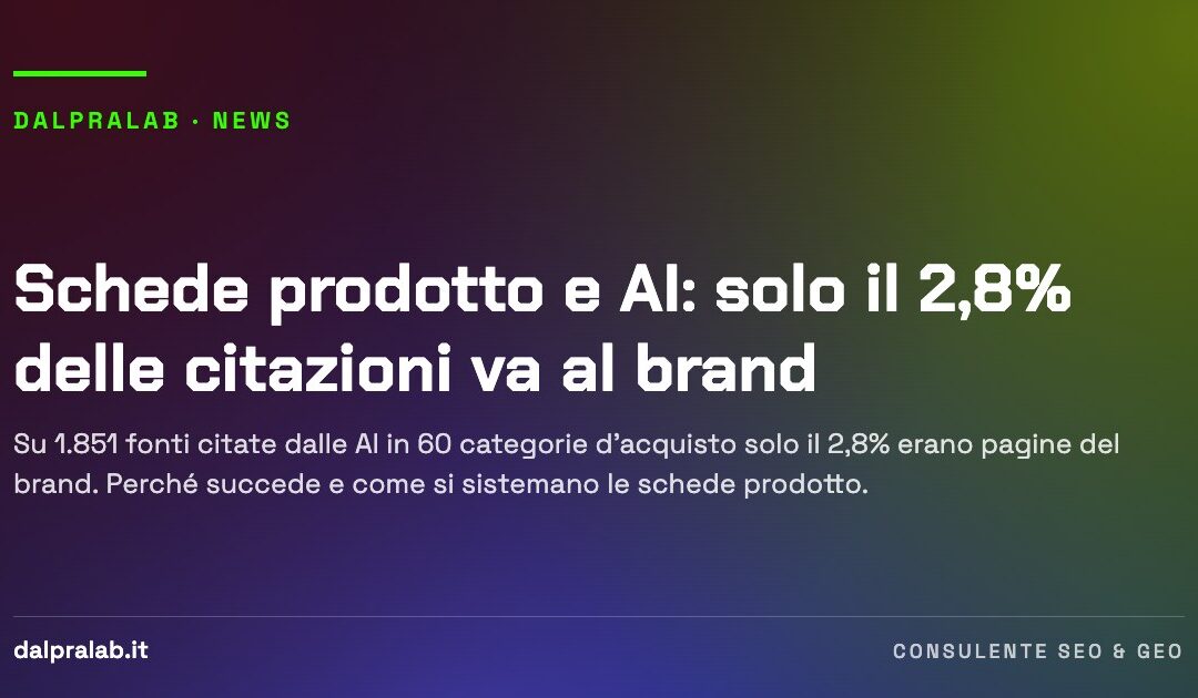 Schede prodotto e AI: solo il 2,8% delle citazioni va al brand