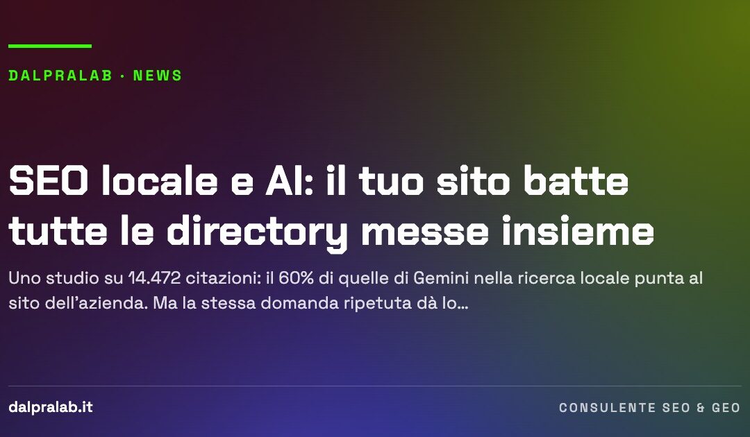 SEO locale e AI: il tuo sito batte tutte le directory messe insieme