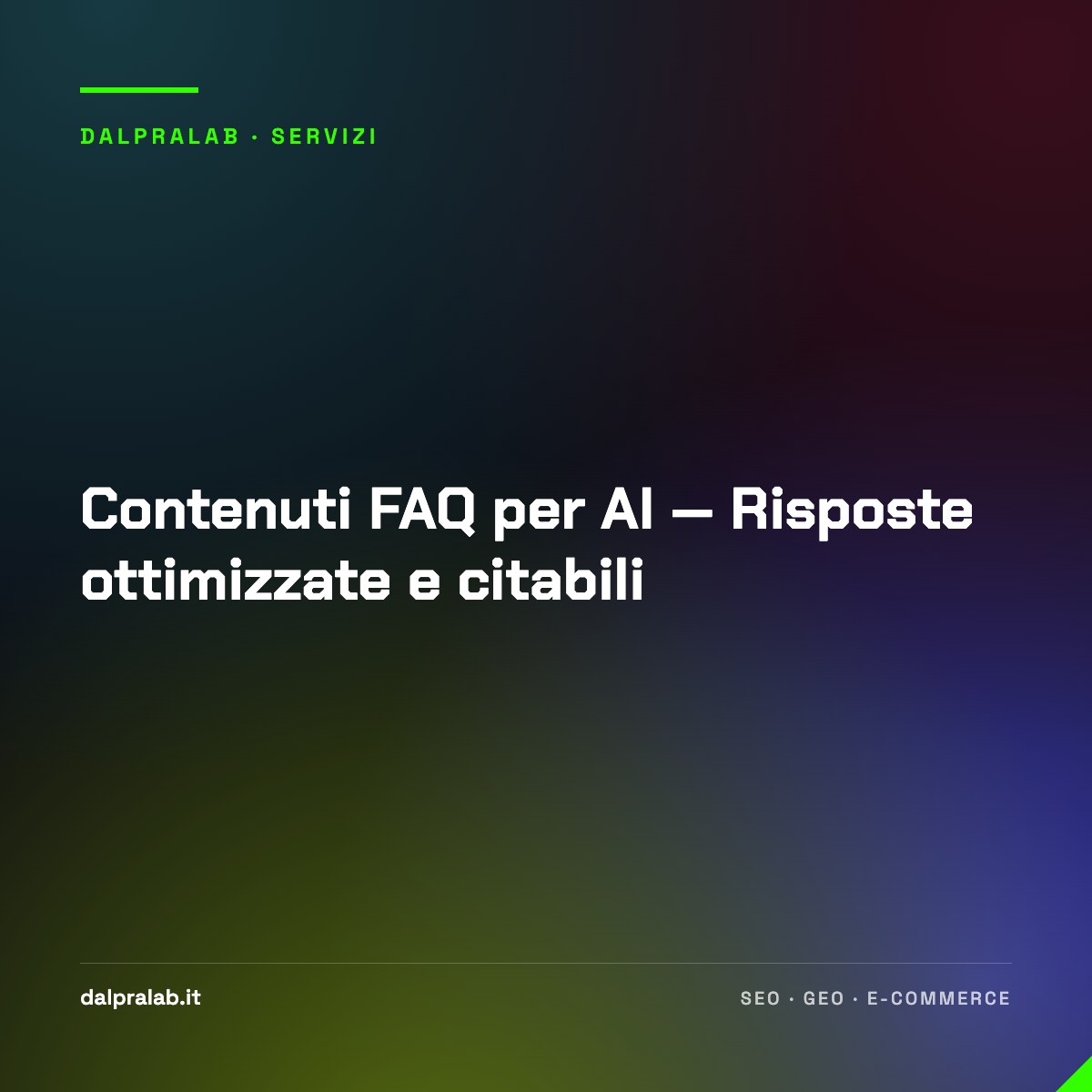 Contenuti FAQ per AI — Risposte ottimizzate e citabili