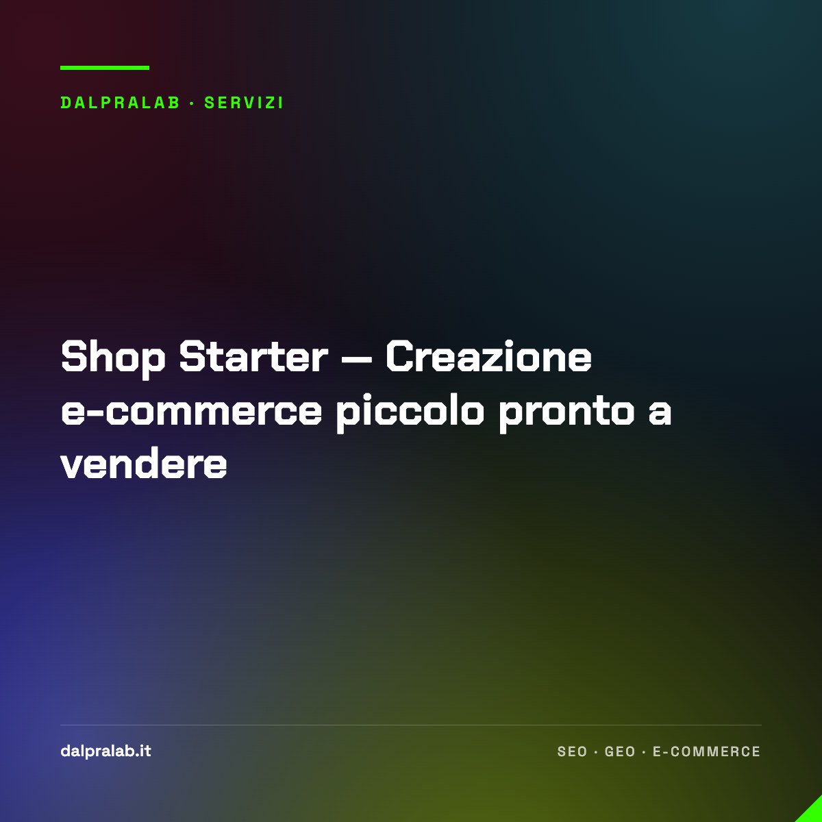 Shop Starter — Creazione e-commerce piccolo pronto a vendere
