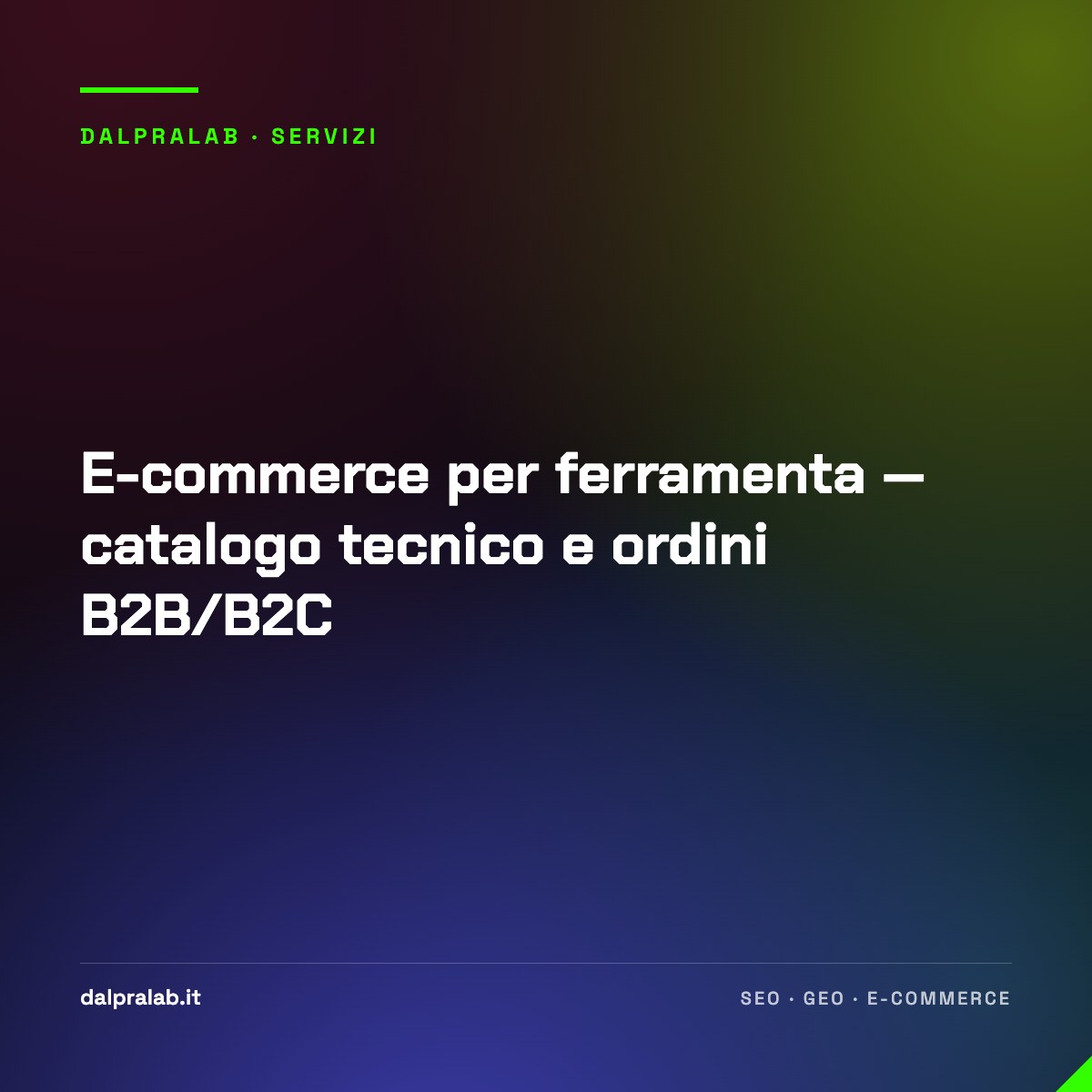 E-commerce per ferramenta — catalogo tecnico e ordini B2B/B2C