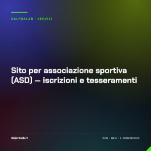 Sito per associazione sportiva (ASD) — iscrizioni e tesseramenti