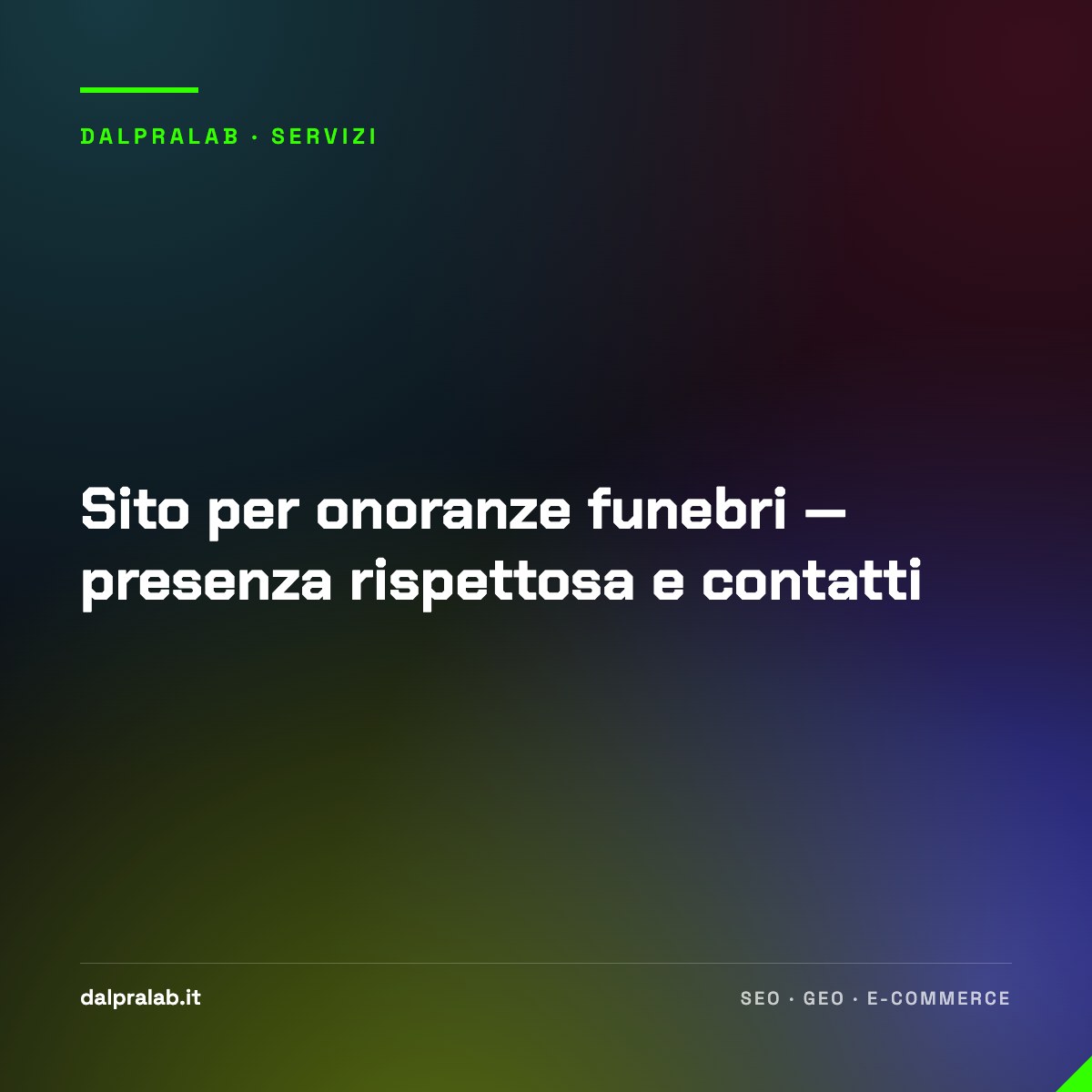 Sito per onoranze funebri — presenza rispettosa e contatti