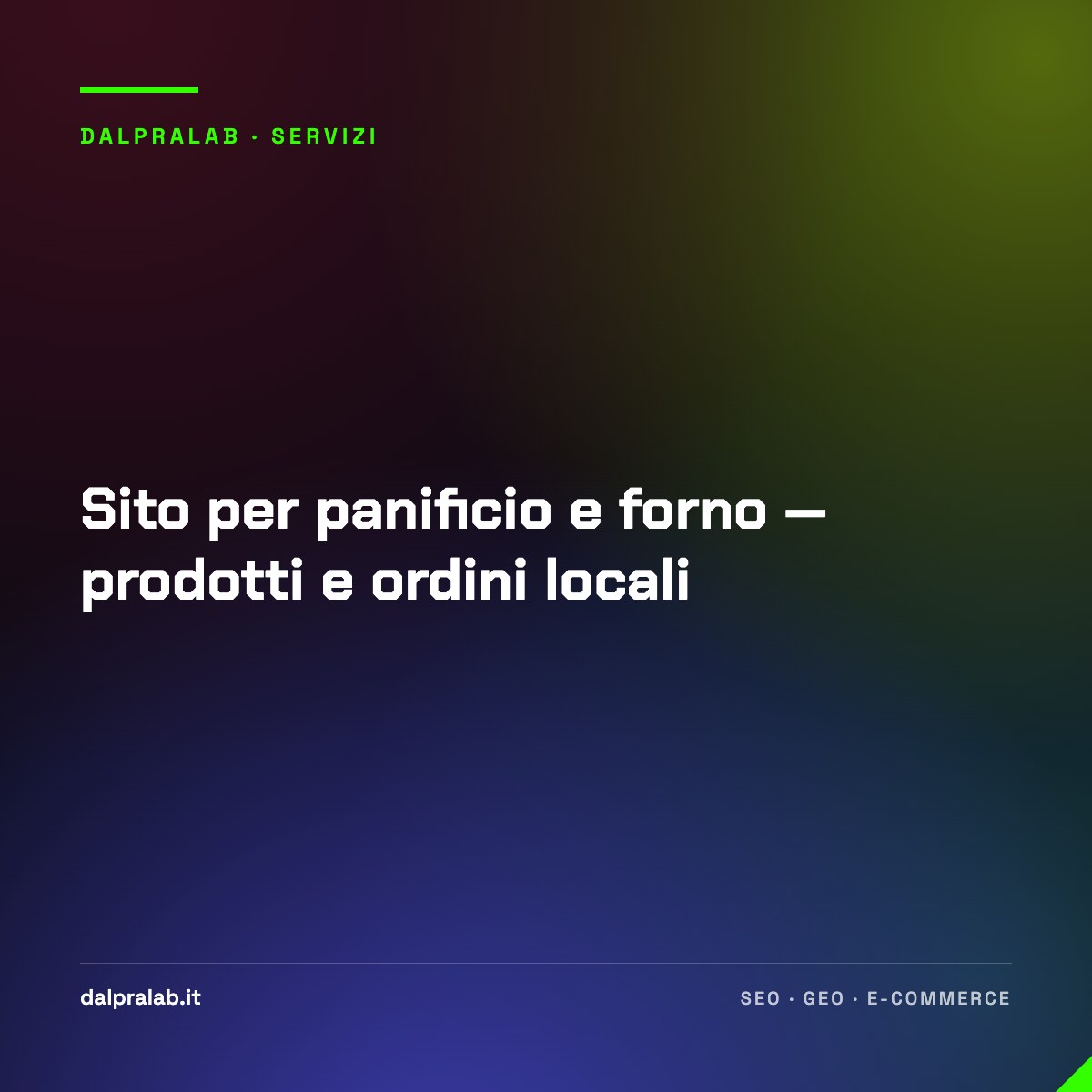 Sito per panificio e forno — prodotti e ordini locali