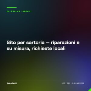Sito per sartoria — riparazioni e su misura, richieste locali