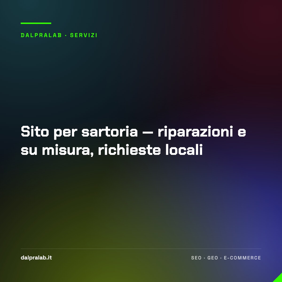 Sito per sartoria — riparazioni e su misura, richieste locali