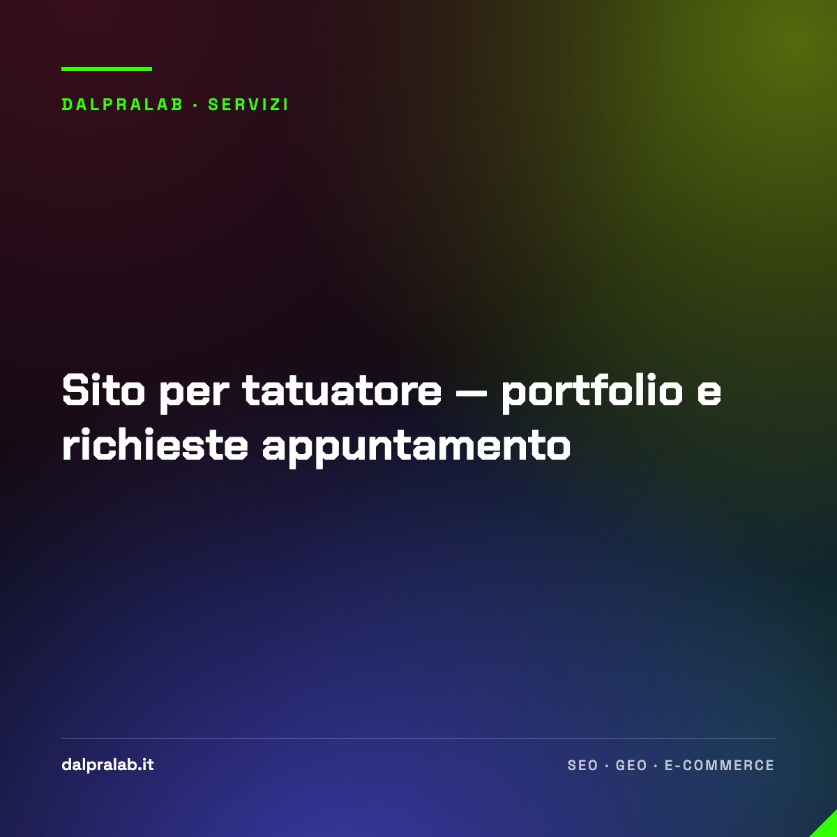 Sito per tatuatore — portfolio e richieste appuntamento