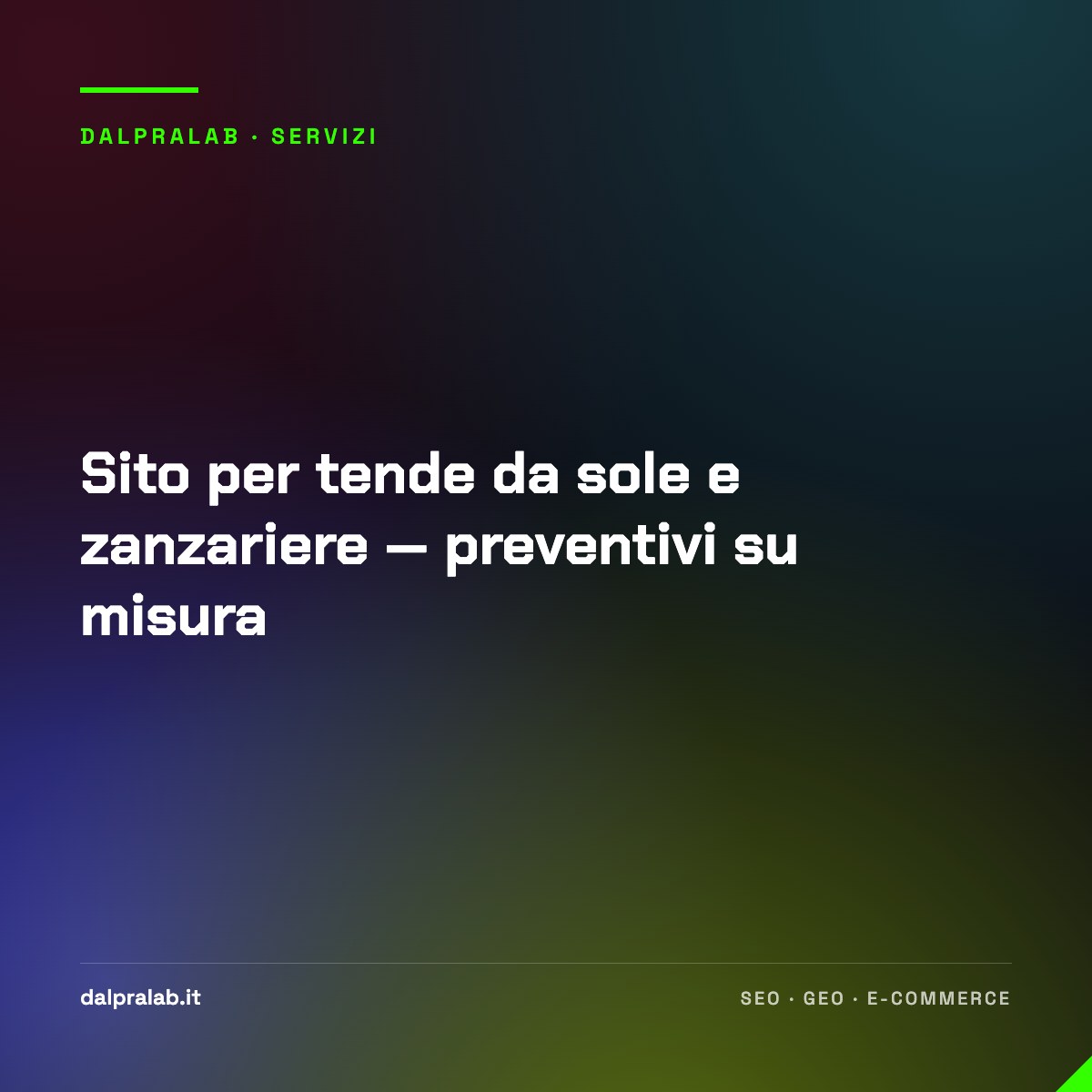 Sito per tende da sole e zanzariere — preventivi su misura