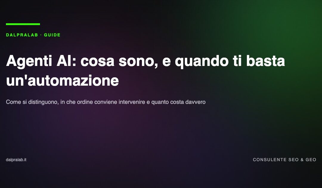 Copertina della guida: Agenti AI, cosa sono e quando basta un'automazione